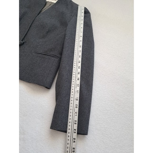 Vintage Neiman Marcus‎ Women's Blazer Gray Wool Blend Jacket w/Pockets - Picture 7 of 8